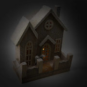 Wooden house with natural led cm26x14h30