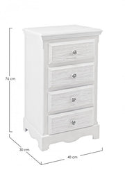 Chest of 4 drawers in white wood in classic style