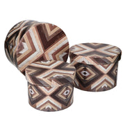 Box eco-leather 1-3 brown stripes round cmø27h17