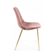 Living room chair in pink velvet with gold legs