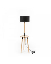 Acrux floor lamp in black fabric and wood STS