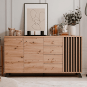 Medan51C sideboard with 3 doors and 4 drawers in anthracite oak