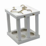 White wooden wine bottle holder cm22,2x22,3h25,5