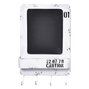 Bristol white metal blackboard with shelf and 4-seater hanger cm35x57,5x7