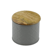 Metal jar with gray wooden cap cmø12h13