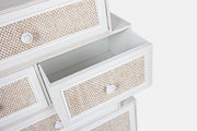 Chest of 6 drawers Montiel white wooden rustic style