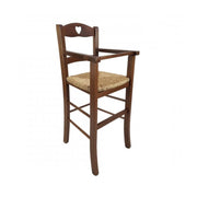 Baby high chair 708 walnut wood and straw seat