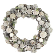Crown with silver glitter pine cones cm ø30