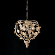 Ivory lacquered iron chandelier with 3 lights decape decoration