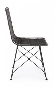 Contemporary style chair in steel and black kubu LUCILA 45x55x h85 cm