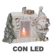 Ceramic Santa Claus with cream fireplace cm24,5x11h18,5