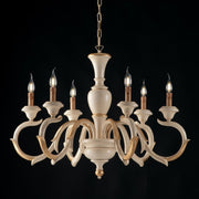 Six lights ivory and gold leaf wood chandelier 91x h65 cm