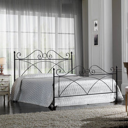 Iron double bed with footboard SABRINA Black 166x208x h128 cm
