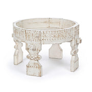 Fusion style white wooden coffee table Ø50a - 35h