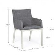 Gray powder coated aluminum chair 55x 62x 82h cm