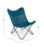Folding sea chair in Water Green textilene BUTTERFLY GABICCE 77.5x81x h89 cm
