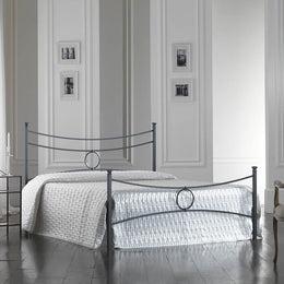 Iron double bed with black footboard CONCA 166x208x h117 cm