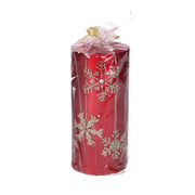 Paraffin candle with red snowflakes cm ø7h15