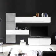 Glossy White and Cement Effect Wall Unit 265xh.200x42 cm