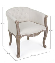 Classic armchair in wood and natural fabric Diva