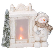 Resin fireplace with white led snowman cm27x12h23