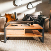 Coffee table with drawer in anthracite oak cm 100x 55 x 40 h