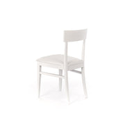 Chair in white lacquered wood with imitation leather seat 44x45xh. 82 cm