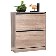 Shoe cabinet with 2 flap doors, oak color 73x26xh.84 cm