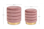 Set2 Pouf Container Darina Rosa Antico in velvet