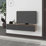 Francy suspended TV stand in anthracite oak with flap doors