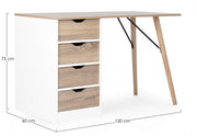 Alberta desk with chest of drawers with wood effect 120x60x75h cm