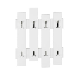 White wall coat rack with 8 Wave hooks 64xh.81 cm