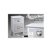 Comodino bianco camera  shabby con cassetto ed anta cm 40 x 39 x 70 h