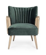 Virna green velvet vintage wooden armchair