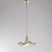 Cable chandelier in Brown Decape fabric lampshade in White ceramic 30x h16 cm