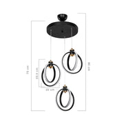 Felicia pendant lamp with three LED circle light points ASZ1593