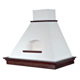 MARY C/NICCHIA extractor hood in white stainless steel and tobacco-coloured wooden frame 90 cm