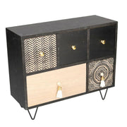 Rectangular Maori wooden tray 1+4 drawers cm33x12h27,5