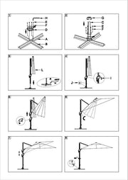 Aluminum parasol with white lateral pole 4x4 m