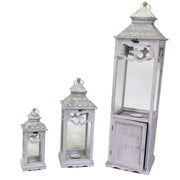 Lantern wood metal 1-3 bleached with square door cm32x32h118