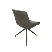 Gray Dining Chair with Dark Faux Leather Backrest and Black Legs