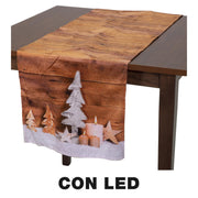 Fabric runner with beige LED decorations cm40x150