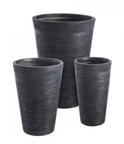 Set of 3 tall black graffiti vases