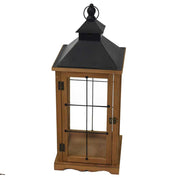 Wooden metal lantern 1-2 natural gray squared cm25x25h62