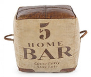 Cube ottoman in industrial style leather cm 45x45x45h