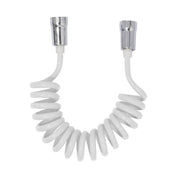 White flexible cable, extensible with spring, maximum length 150 cm.