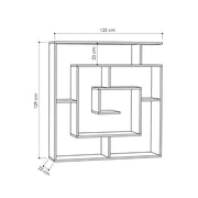 White Labirent Bookshelf with 5 Shelves 129x125x22 cm