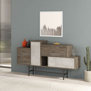Hermes sideboard in dark coffee color with marble effect doors and drawers 160 cm