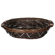 Oval walnut wicker basket cm50/55x40h14