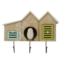 Wooden hanger 3 places 2 drawers houses cm30x23x9,5
